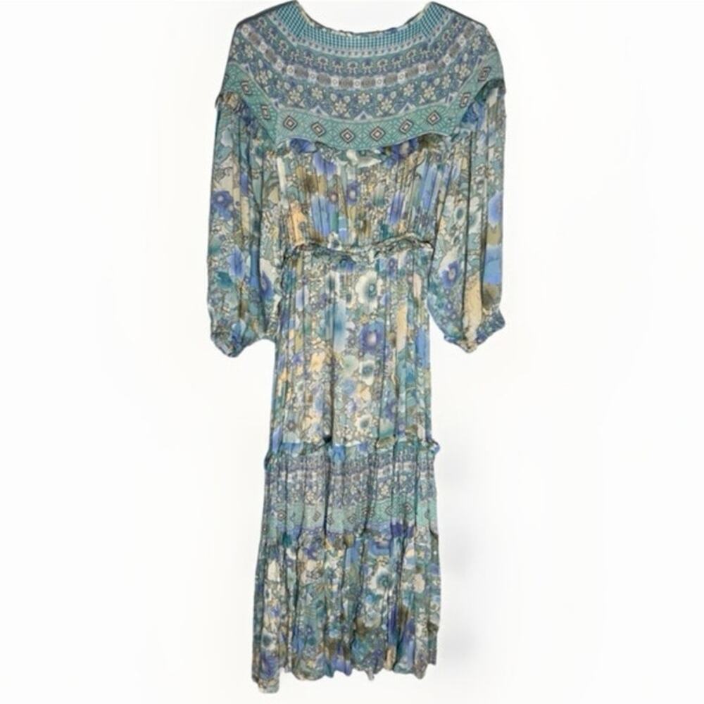 Spell x Free People Amethyst Maxi Dress Turquoise Blue Sz XS - Picture 5 of 15